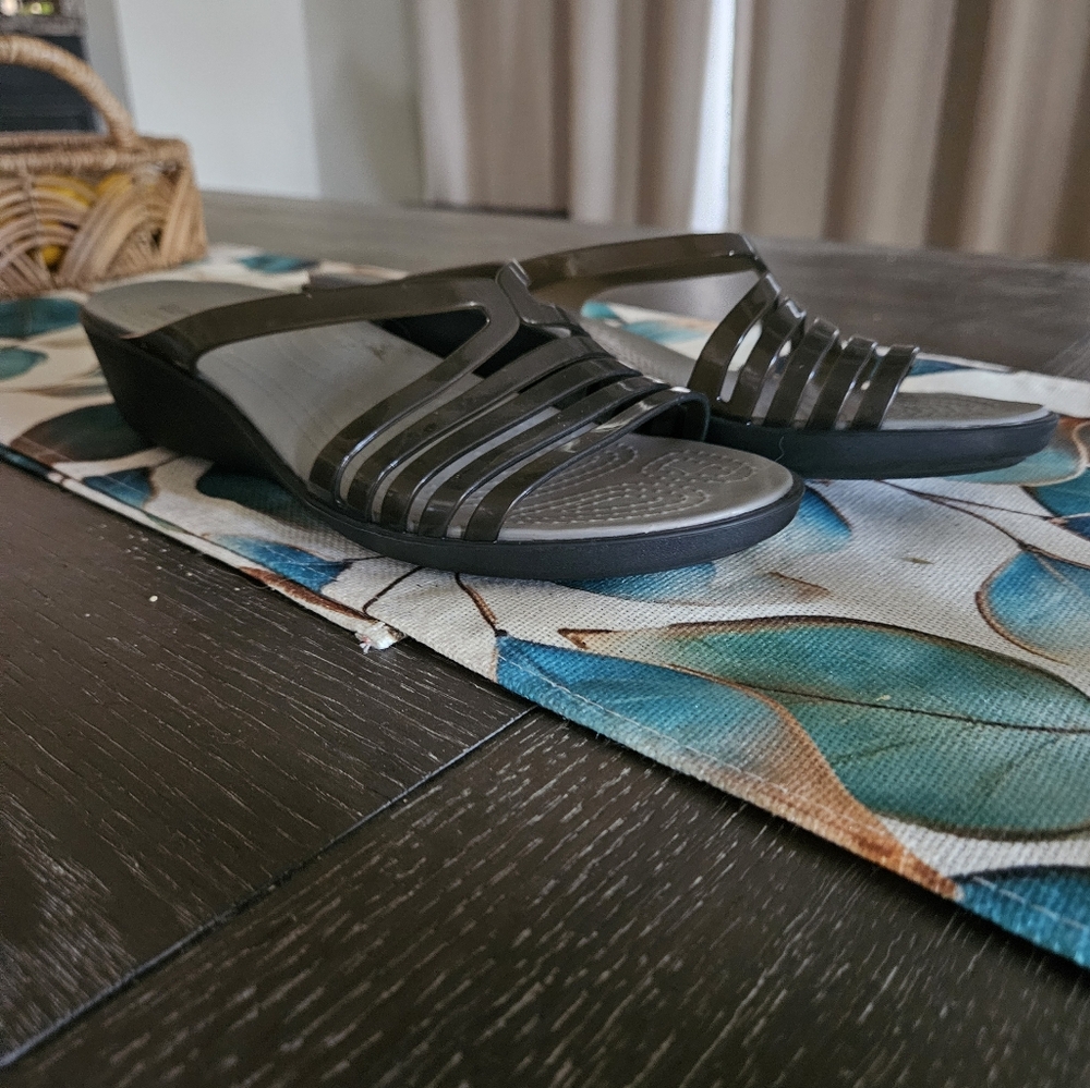 Croc Stylish Black Slide Sandals SZ 10